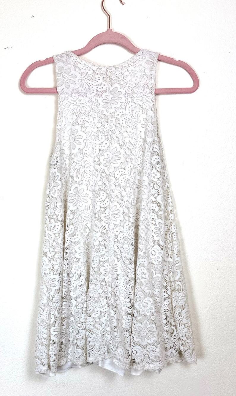 Ginger G Ivory Floral Lace Swing Dress Size M Boho Coastal Western - M